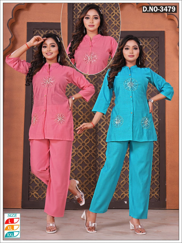 Trendy Embroidered Cord Set
