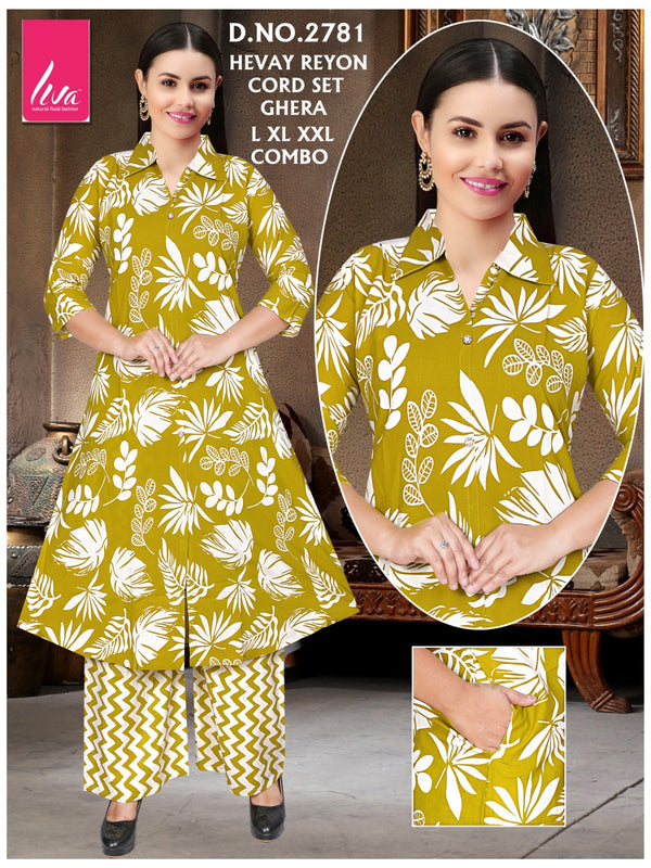 Vibrant Mustard Floral Heavy Cord Set