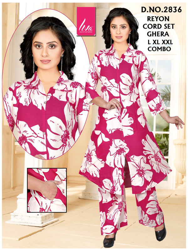 Elegant Floral Rayon Cord Set