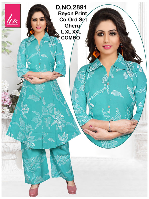 Reyon Print Cord Set for Women