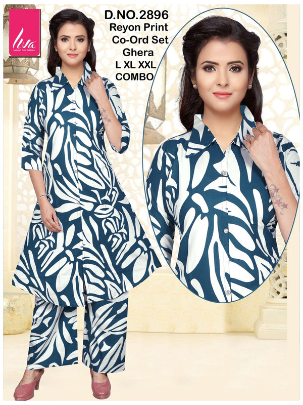 Navy & White Abstract Rayon Cord Set