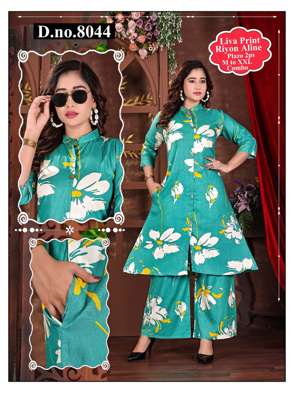 Riyon Aline Liva Print Plazo Set
