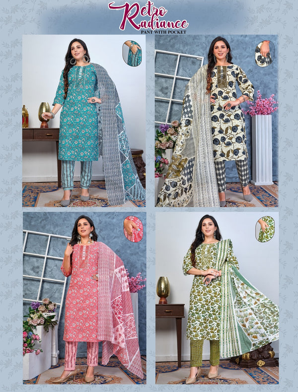 Retro Radiance Cotton Suit Sets