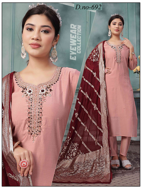 Embroidered Ethnic Suits with Rich Dupattas