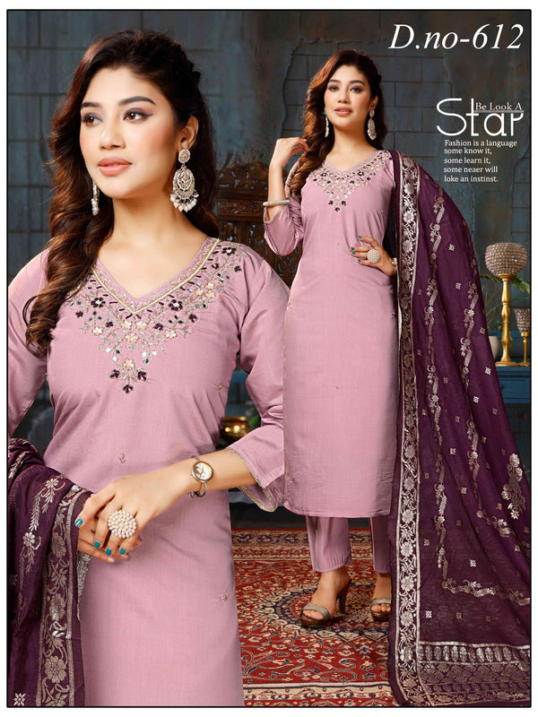 Mauve Embroidered Salwar Suit with Rich Maroon Dupatta