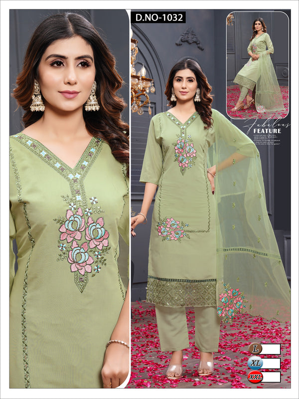 Pistachio Green Embroidered Salwar Suit