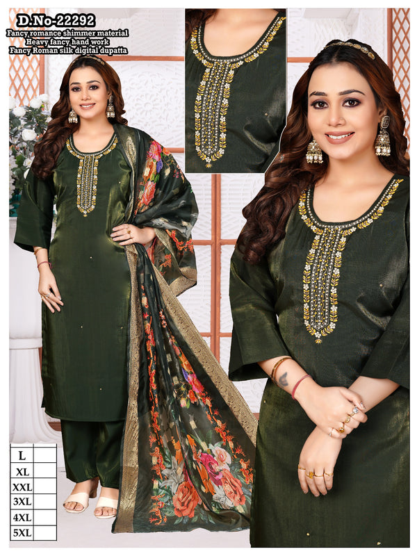 Luxurious Bottle Green Shimmer Salwar Suit