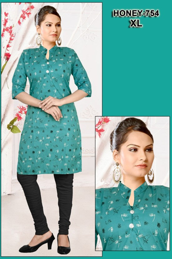 Elegant Teal Kurti – HONEY-754 (Only Kurti)