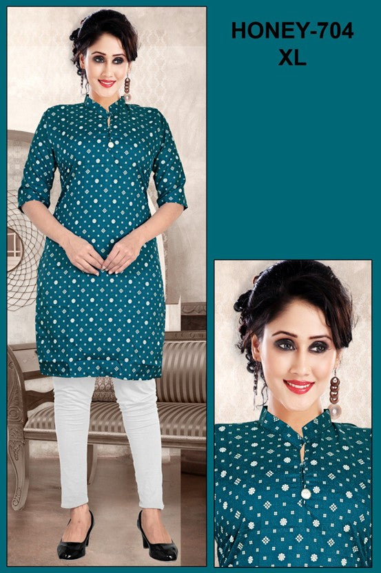 Teal Printed Kurti | 6 Piece Set