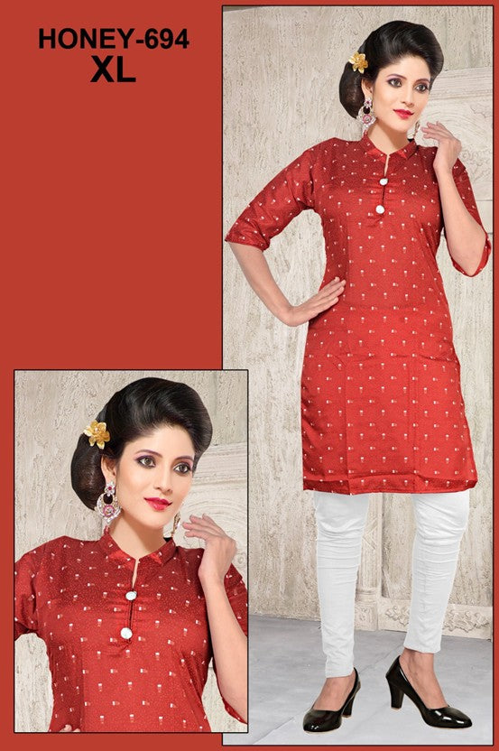 Rust Red Printed Kurti