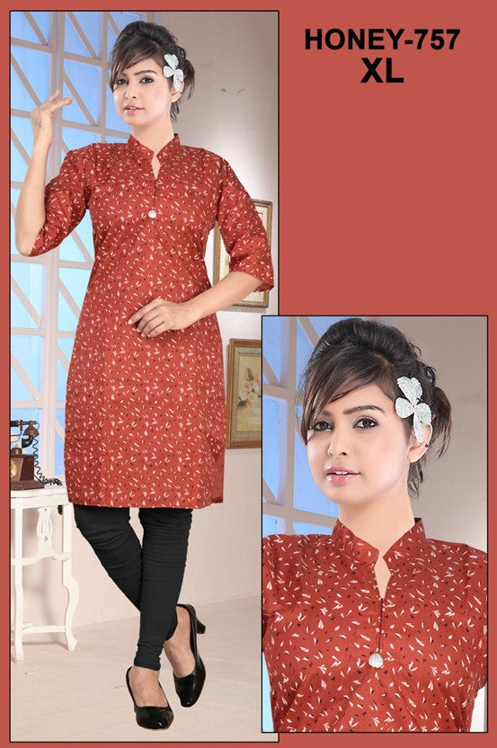 Rust Red Printed Kurti